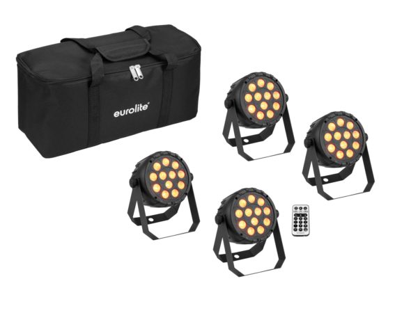 EUROLITE Set 4x LED PARTy Spot Silent RGB/WW med mjuk väska